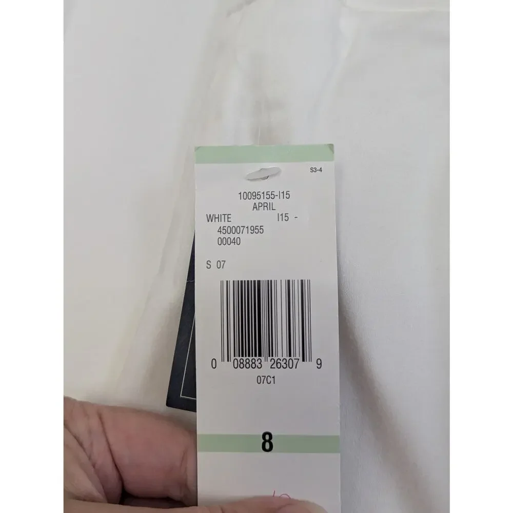 Jones New York Signature 8 White Wide Leg Cropped Pant Casual Chic NWT